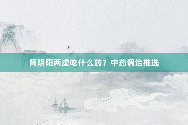肾阴阳两虚吃什么药?中药调治推选